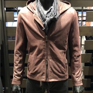 John Varvatos Leather Jacket w/ hood